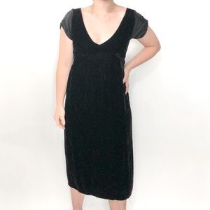 Chan Luu black velvet midi dress M